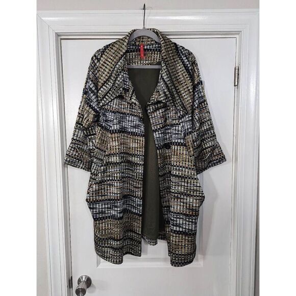 IC By Connie K Jacket women's size Small open front textured wide collar - Picture 1 of 7